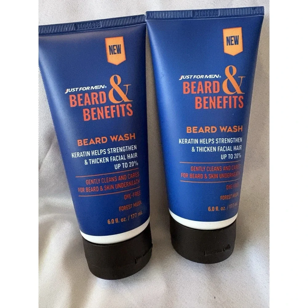 NEW Beard & Benefits Beard Wash 6.0 Oz 2 Pack Just For Men Beard Wash Forest